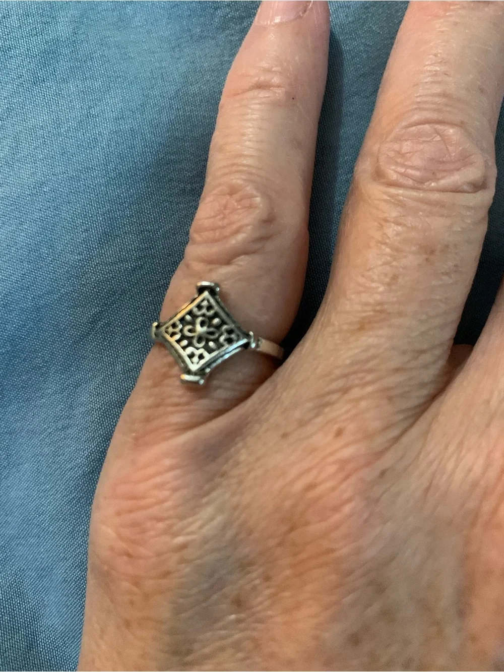 Sterling Silver Boho Filigree Square Ring